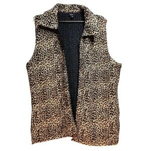 Lily Brown and Black Animal Print Vest Size 1X Scrunched Slouchy Oversized